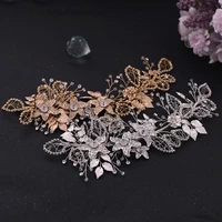 bridal crown golden floral wedding headdress wedding hair accessories crystal hair ornaments for bride headbands bridal tiara