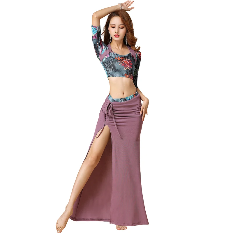 

Belly Dance Practice Clothes For Women Adult Autumn & Winter Sexy Female Oriental Dance Long Skirt Bellydance Costumes DQL4635