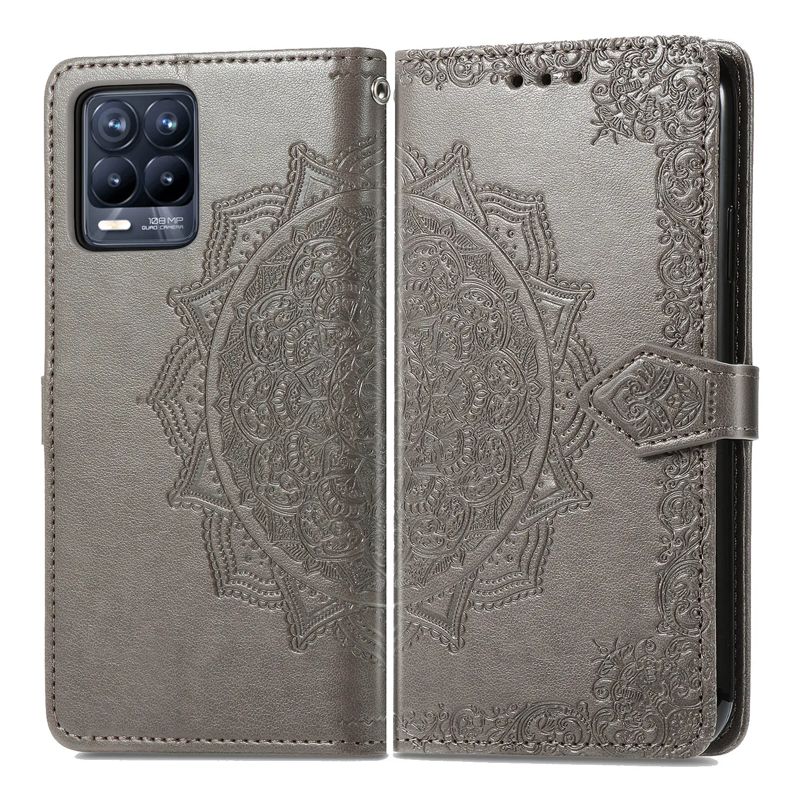 realme8 pro case on for oppo realme 8 pro rmx3081 case flip leather 3d mandala flower phone case for realme 8 rmx3085 case cover free global shipping