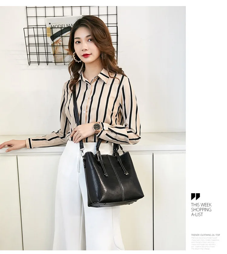 

Women's Luxury Tote Bag Quality Oil Wax Pu Leather Handbag Lady 2021 New Fashion Female Shoulder Underarm Bag High Capacity
