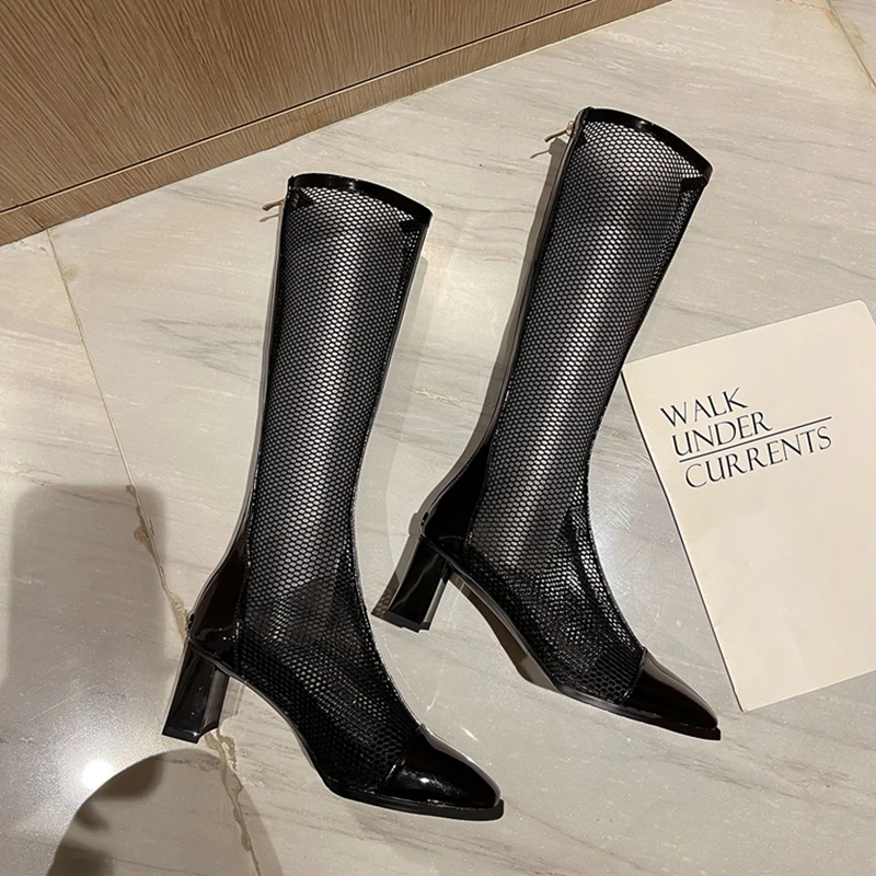 

Женская обувь; Ботинки из сетчатого материала на высоком каблуке; Сандалии-гладиаторы на высоком каблуке, женская летняя обувь модные женск...