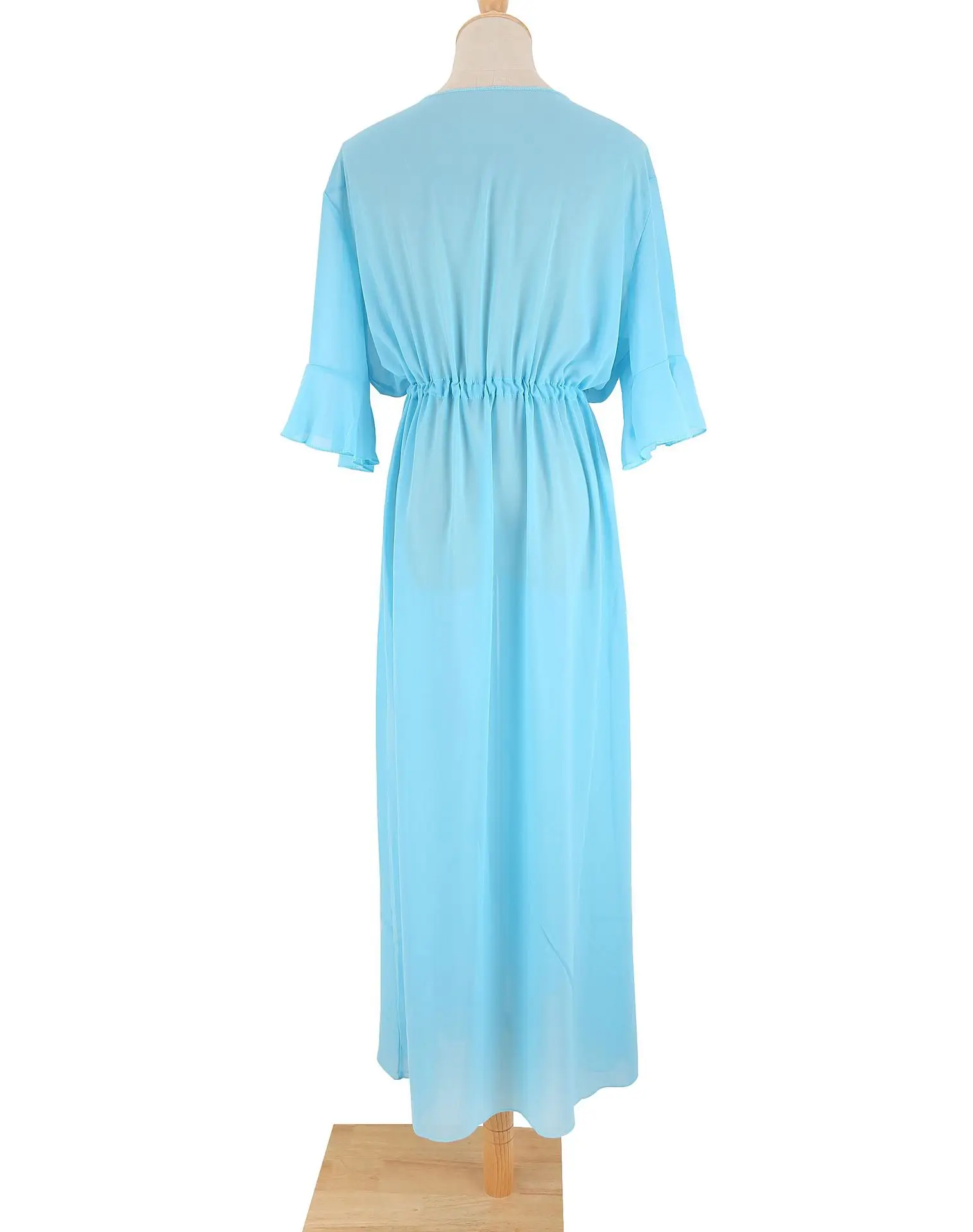 

Beach Cover Up Swimsuit Long Dress Transparent Cardigan Half Sleeve Swimwear
