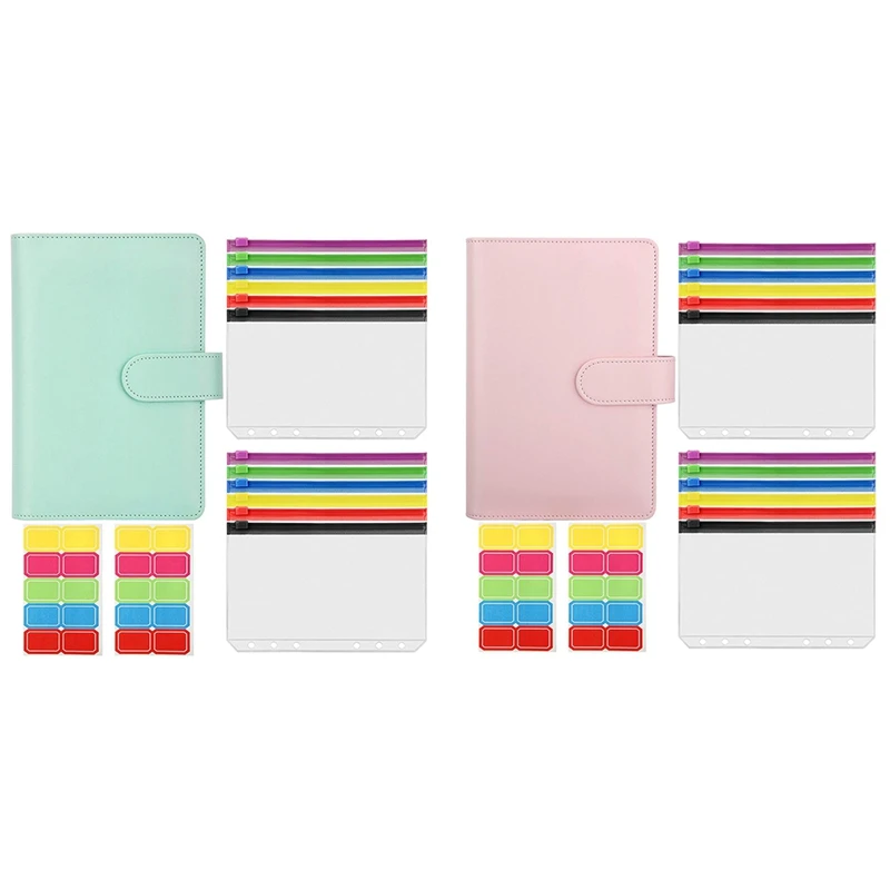 

A6 Binder, A6 PU Leather Notebook Binder, Budget Binder, with 12 Binder Pockets with Magnetic Closure