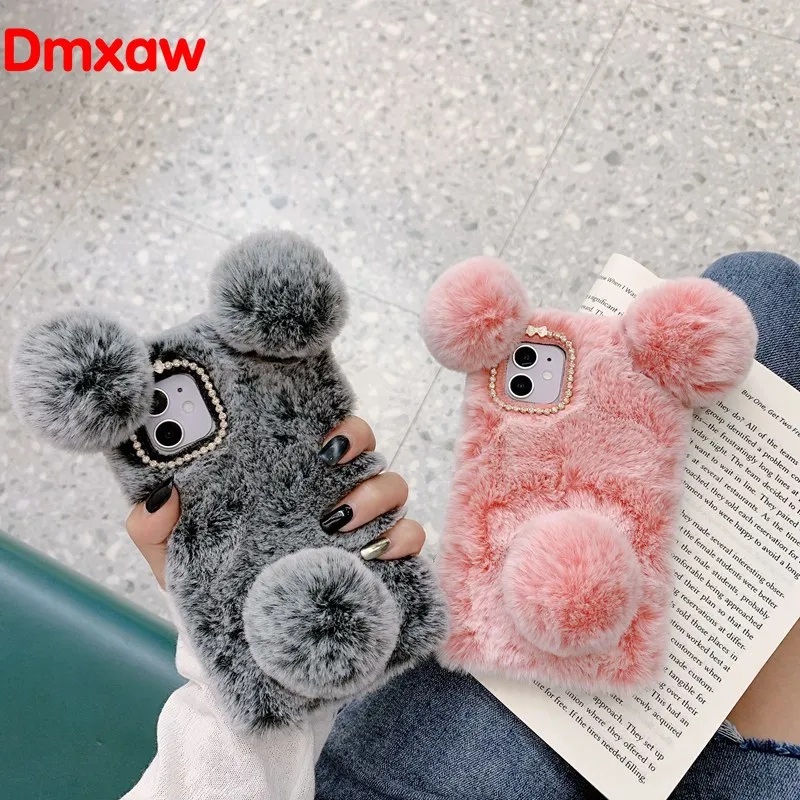 3D чехол с пандой для Samsung Galaxy A03S A82 A22 A32 M51 A02S A52 A72 A42 A12 F62 M62 милыми ушками плюшевый