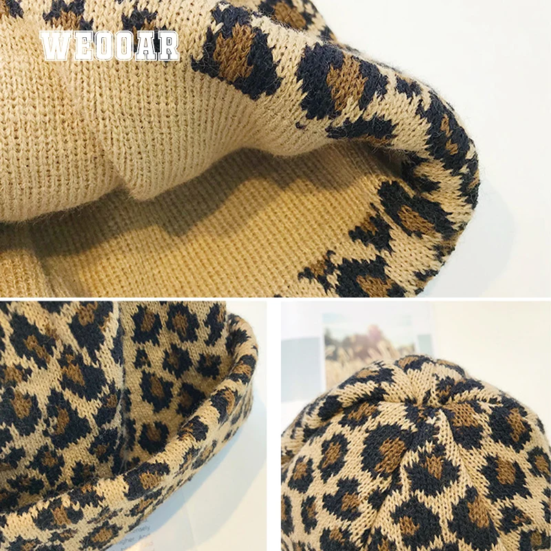 Зимние шапки WEOOAR для женщин мужские вязаные шапки-ушанки Роскошные леопардовые