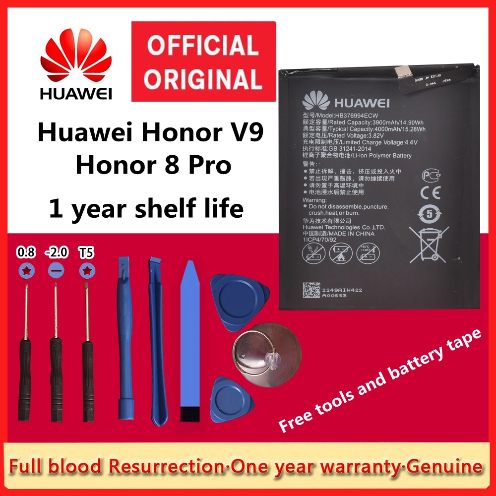 

100% Original Huawei Battery HB376994ECW for Huawei Honor V9 Honor 8 Pro DUK-AL20 DUK-TL30 Replacement Battery 4000mAh+Tools