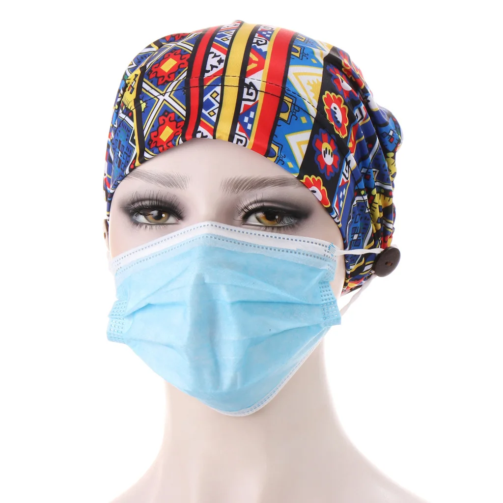 

European and American fashion printed cloth headband hat Muslim button Headband