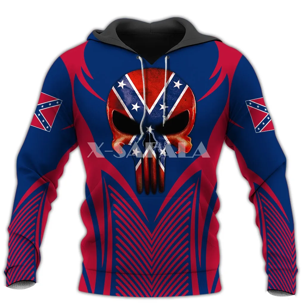 

Confederate States of American Flag Skull 3D Print XS-7XL Hoodie Man Women Harajuku Outwear Zipper Pullover Sweatshirt Unisex-3