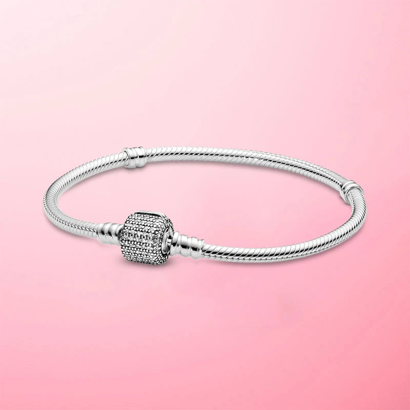 

TOP SALE 6 Styles 925 Sterling Silver Heart Snake Chain Bracelet For Women Fit Original Charm Beads Jewelry Gift