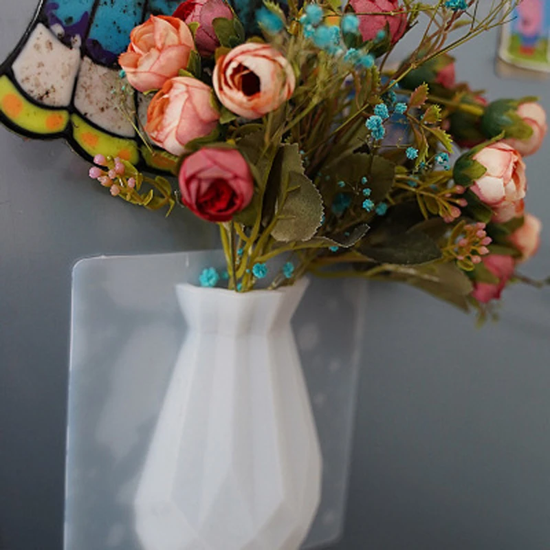 Модные геометрические силиконовые в форме цветка ваза DIY липкая адсорбированная