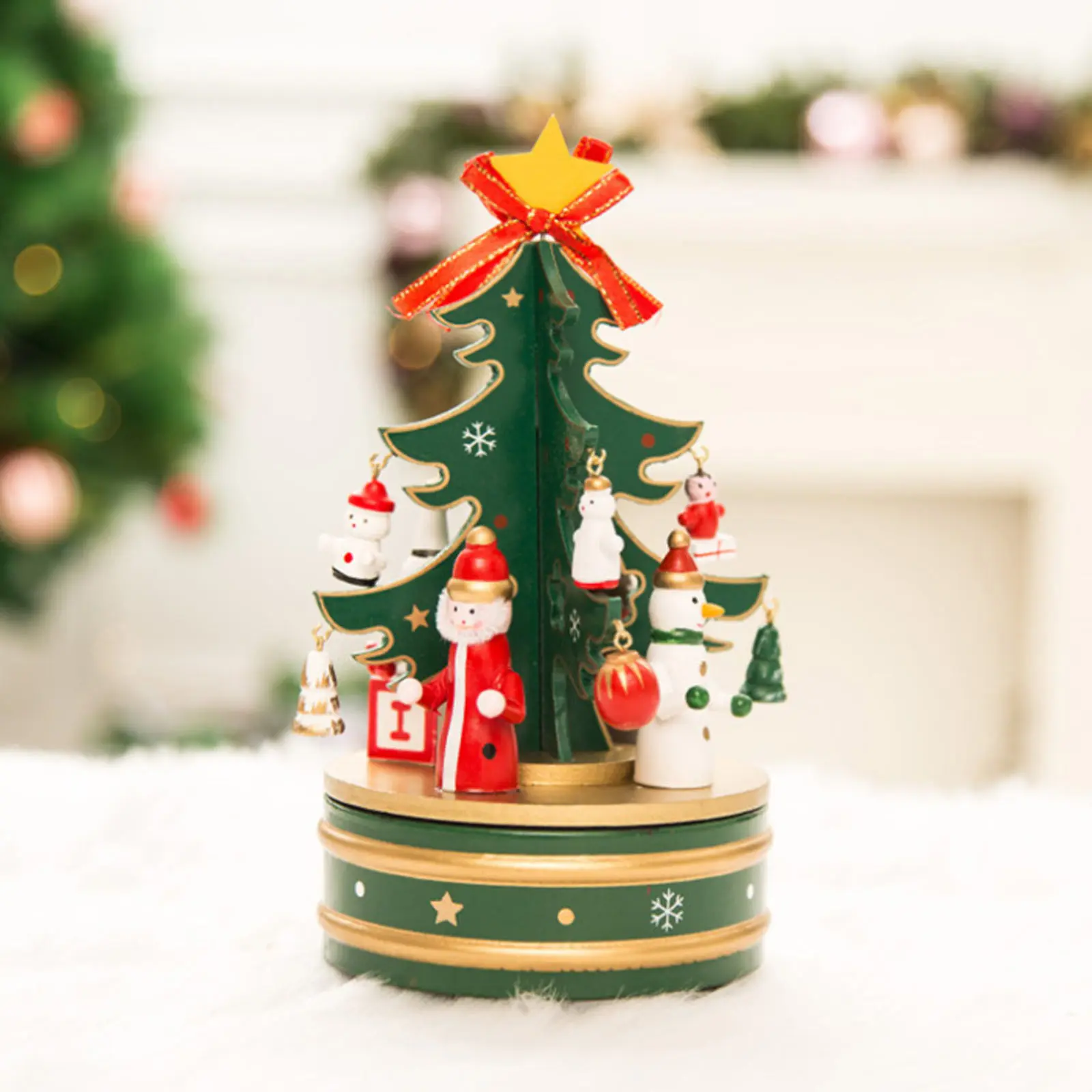 

Музыкальная шкатулка с рождественской елкой, заводная вращающаяся деревянная музыкальная шкатулка для детей, друзей, Новогодние Детские у...
