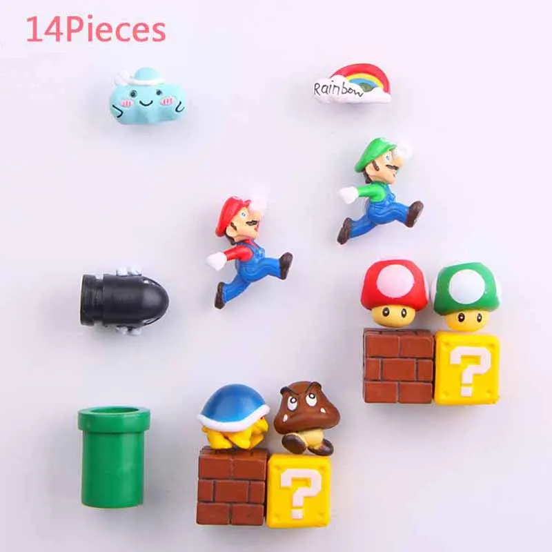 14 Combinations 3D Super Mario Bros. Магниты на холодильник стикер сообщений смешные девочки мальчики для малышей детей студентов игрушки на день рождения - Цвет: 14 Combinations