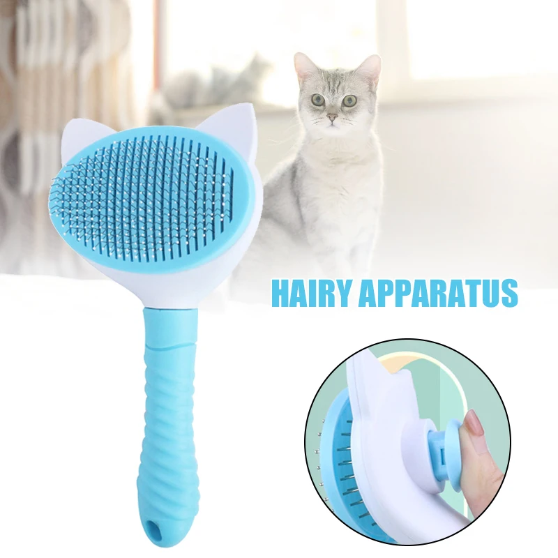 

Cat Ear Shaped Pet Hair Brush Removal Droped Hair Retractable Ergonomic Soft Grip Handle for Pets with Short Long Hair LB88