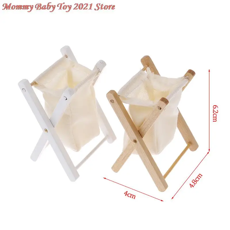 

1Pc 1/12 Scale Dollhouse Miniature Wooden Folding Clothes Storage Basket Decor Accessories Kids Children Toys
