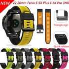 2622 мм ремешок для наручных часов Garmin Fenix 6 6S 6X Pro 5 5X 5S плюс 3HR 935 945 Силиконовые Quick release наручных часах ремешок