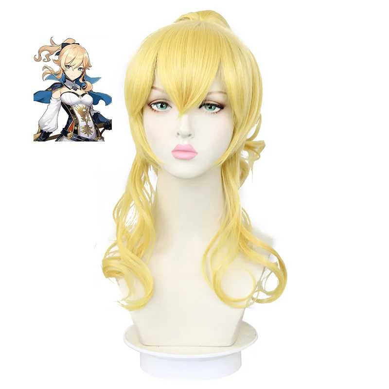 

Genshin Impact Jean Cosplay Women 40cm Light Golden Wig Cosplay Anime Cosplay Wigs Heat Resistant Synthetic Wigs Halloween