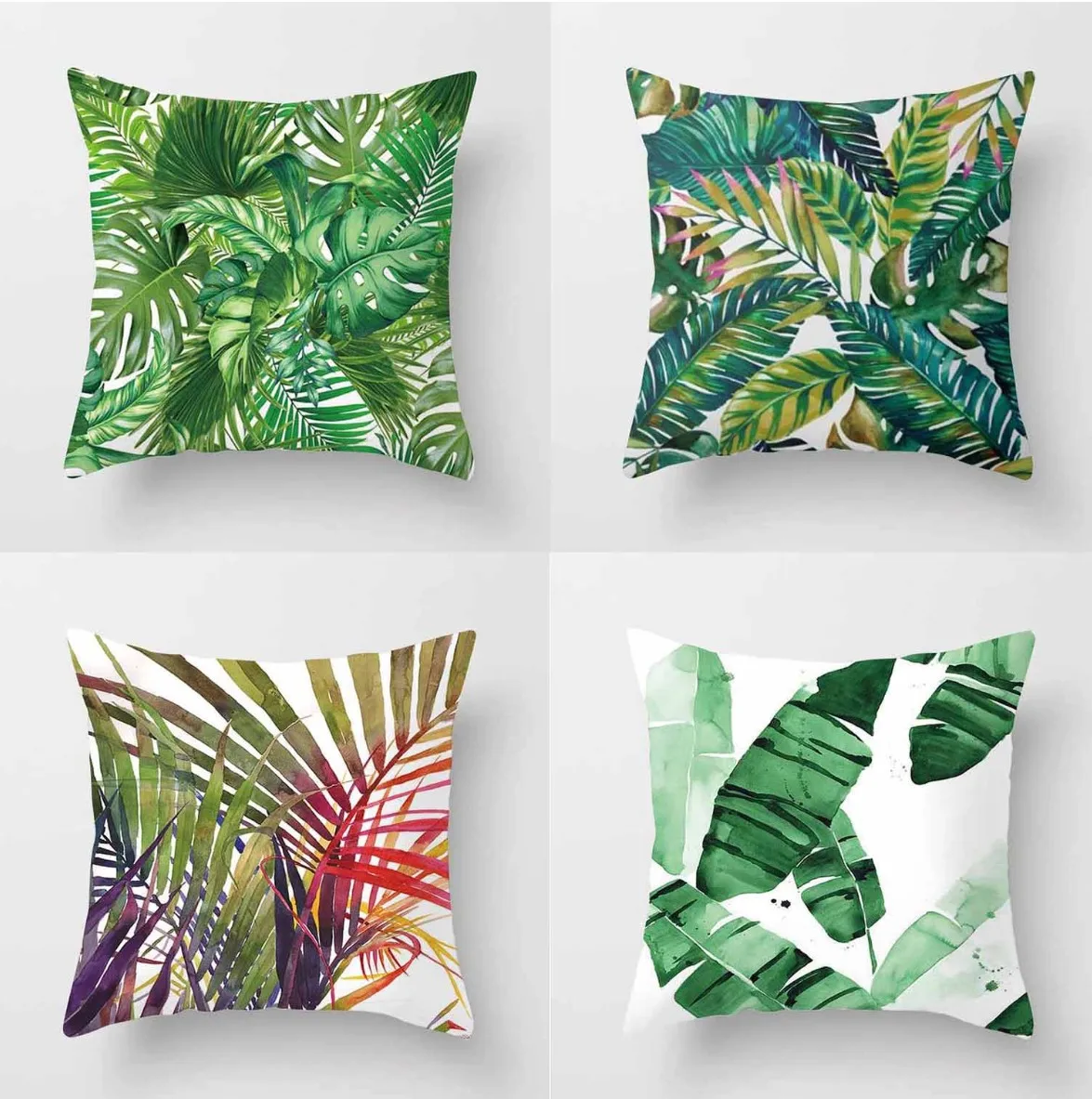 

Наволочка из полиэстера с тропическими растениями, декоративная наволочка из полиэстера с зелеными листьями, квадратная наволочка 45*45 см