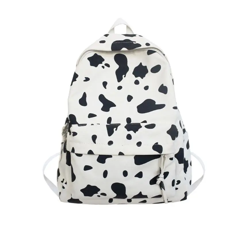 "Милый холщовый рюкзак с принтом молочной коровы, школьная сумка, повседневный рюкзак для подростков A69C"