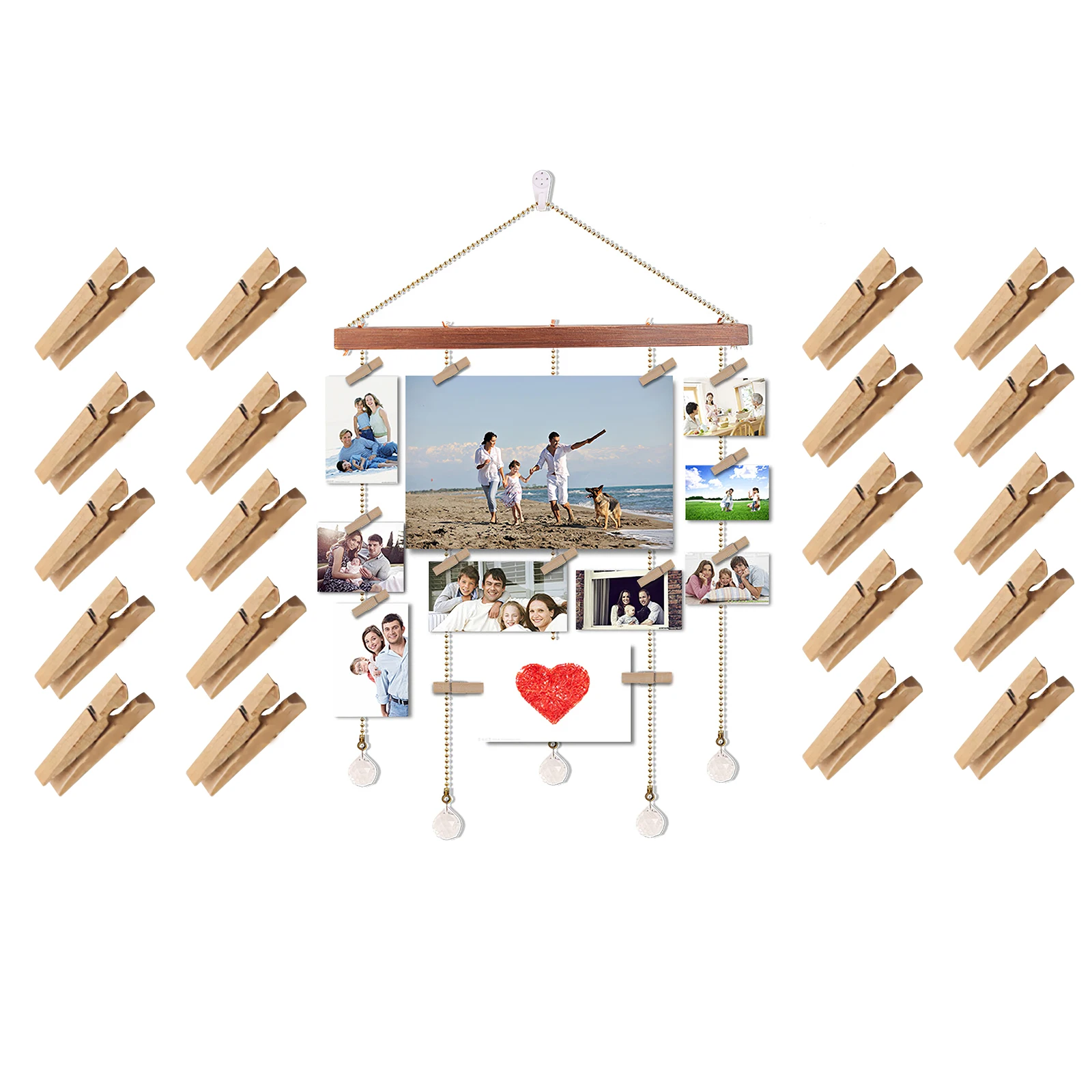 

Семейная деревянная фоторамка, органайзер, держатель, настенный подвесной фон «сделай сам», фоторамка для фото, коллаж, дисплей с зажимами