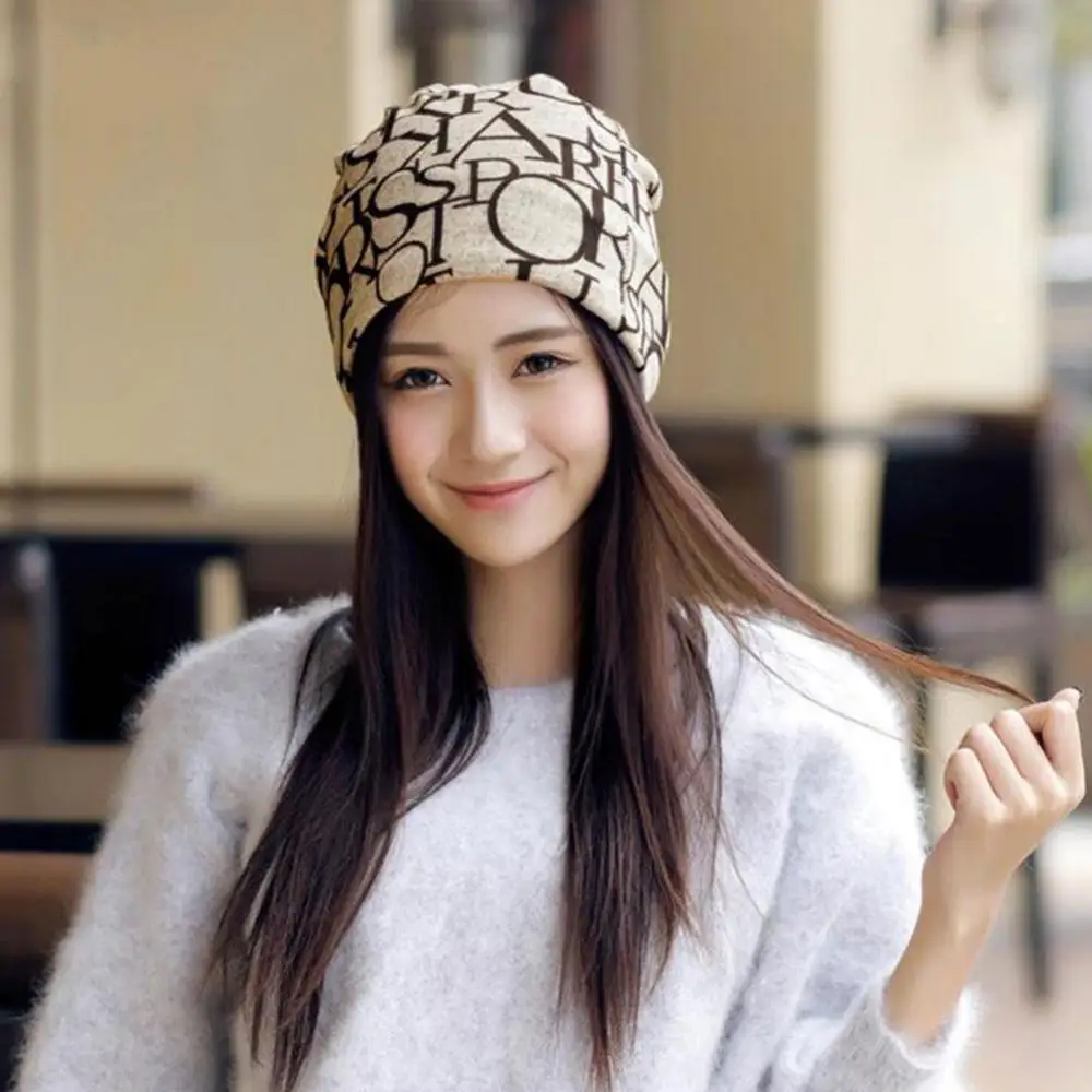 

Letter Flag Print Multipurpose Baggy Beanie Hat Chemo Caps Women Head Scarf Cover