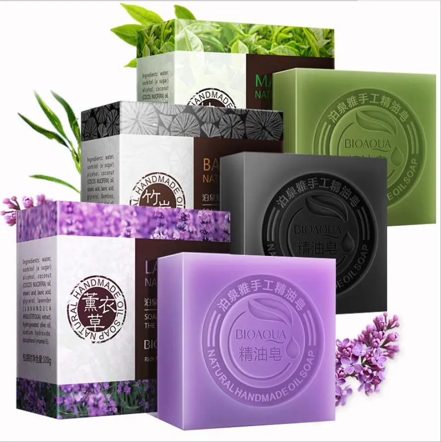 

100G Natural Organic Herbal Essential Oil Soap Whitening Handmade Soap Skin Remove Acne Deep Cleansing Face Hair Care Bath