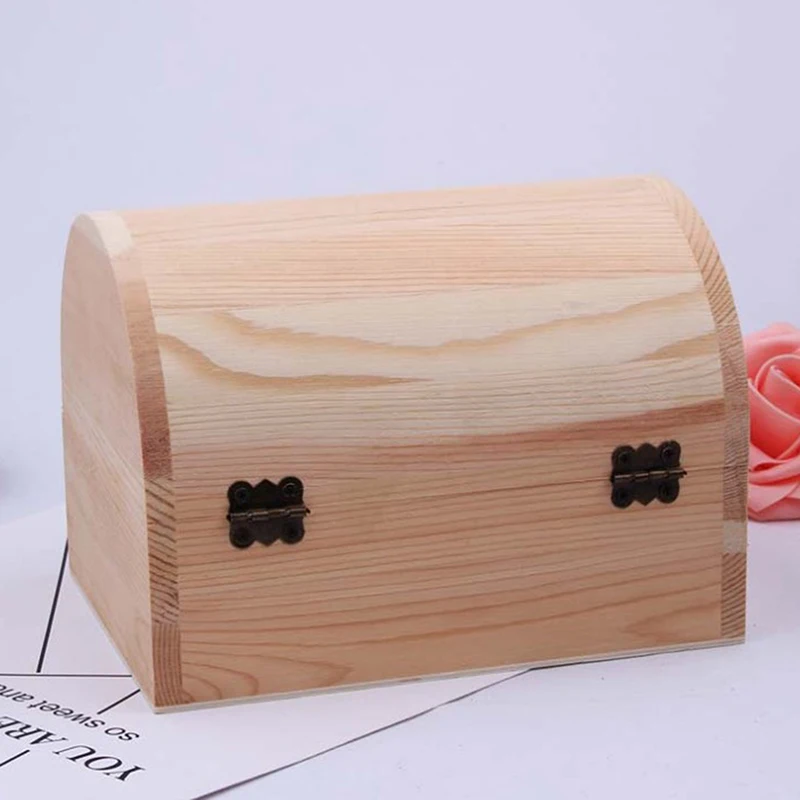 

1PC Wooden Home Storage Box Log Color New Pine Rectangular Flip Solid Wood