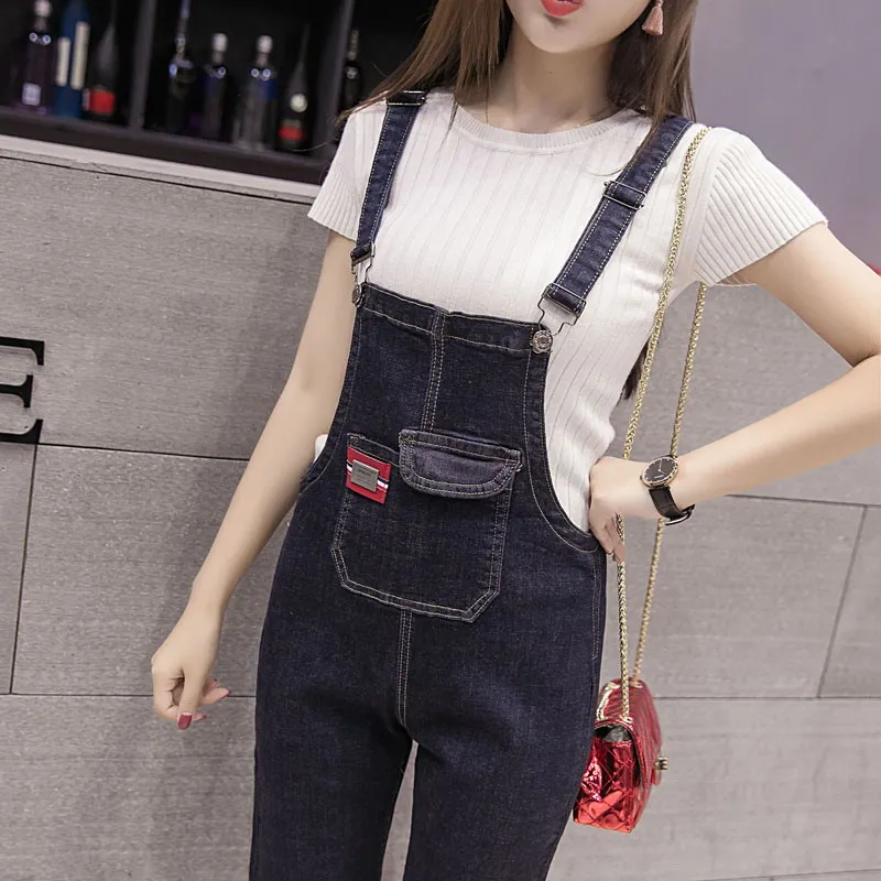 

Denim bib female autumn net red new loose Korean women's autumn and winter early autumn 2019 autumn and winter early autumn
