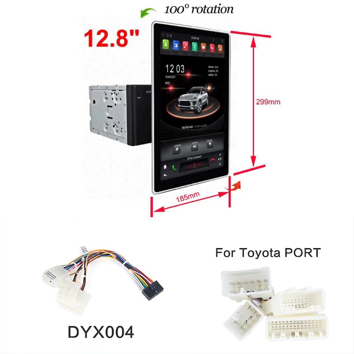 Универсальный 2 DIN Автомобильный мультимедийный DVD 180 ° вращающийся 1280*720 12," PX6 ips Android 8,1 4 Гб+ 32 ГБ Автомобильный gps карта RDS радио плеер - Цвет: Toyota