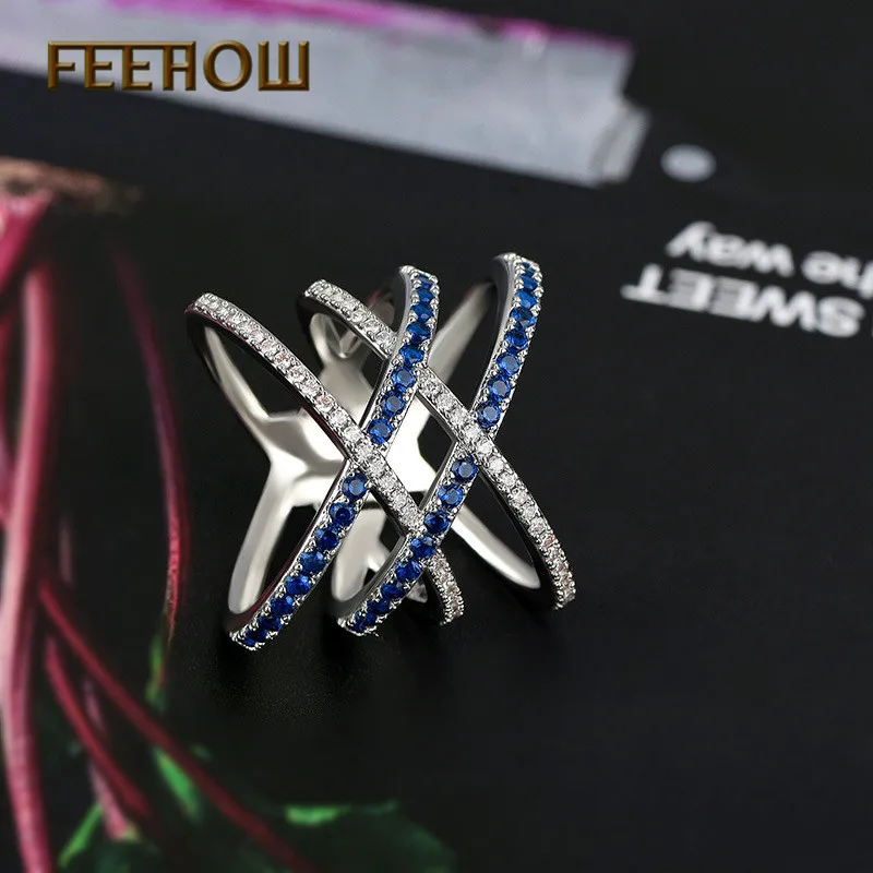 Женское кольцо с крестом FEEHOW Золотое микро покрытием и цирконием в форме х