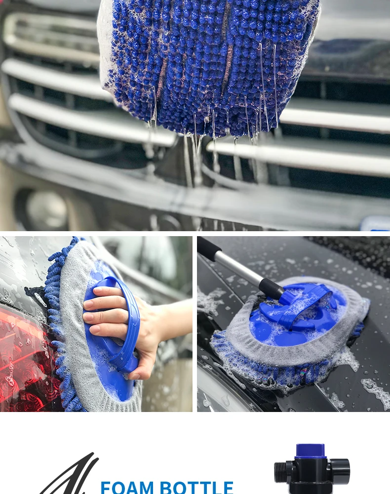 Car Wash Brush Cleaning Mop Chenille Broom Water Flow Windows Squeegee Telescoping Handle Foam Bottle Car Accessories Xammep