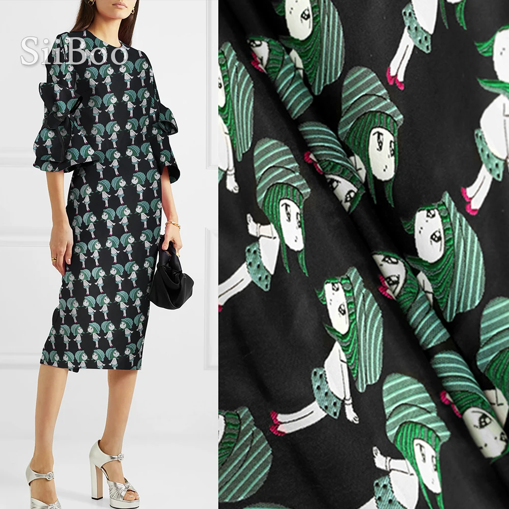 В американском стиле Цвет черный с милым зеленым Детская жаккардовая парча Ткань