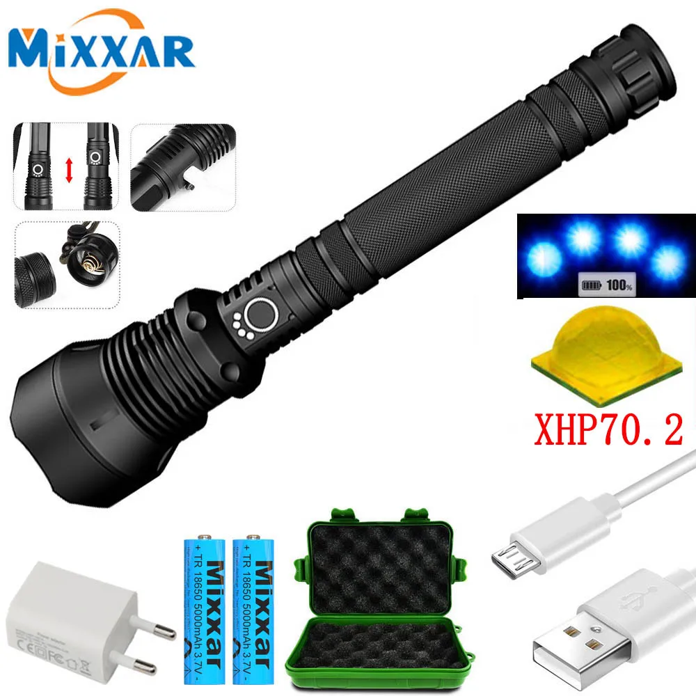 Дропшиппинг светодиодный тактический фонарь XHP70.2 супер яркий водонепроницаемый масштабируемый фонарь 3 режима Кемпинг Открытый USB лампа Lanterna