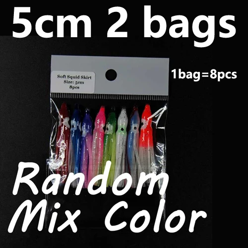 2bags 5cm random mix 2 сумки 5 см 9 см мягкий Кальмар юбки светящиеся пластиковые осьминог приманка для соленой воды искусственная приманка для рыбалки разноцветные Lumo розовый синий оранжевый - Цвет: 2bags 5cm random mix