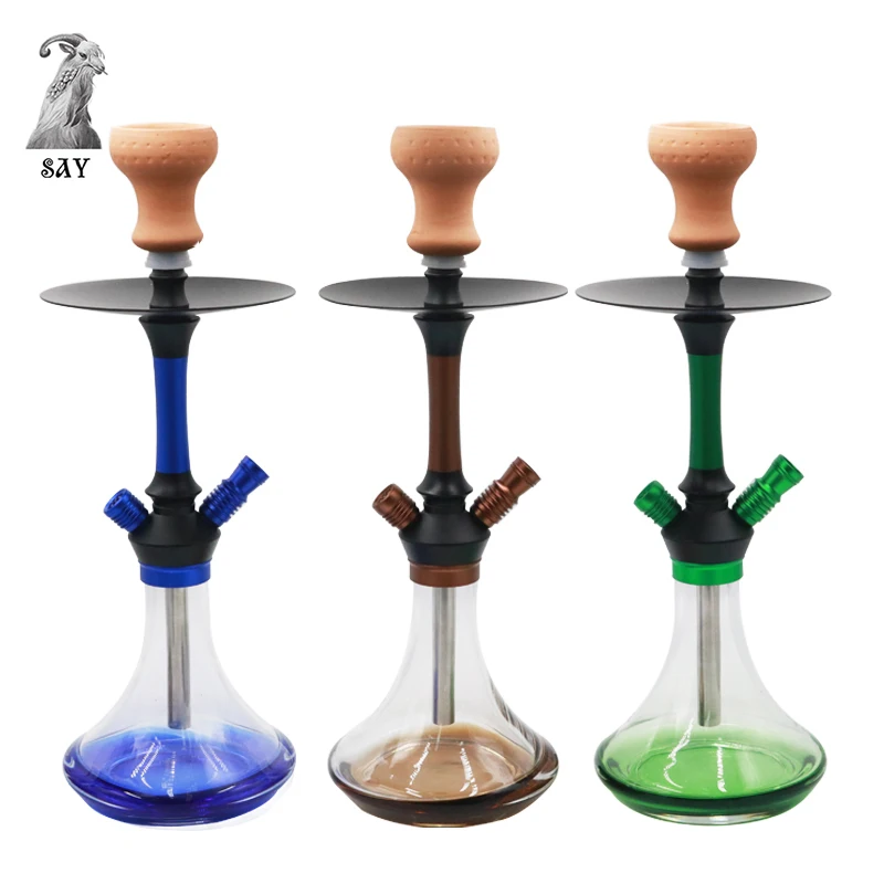 SY Multi-color Optional Fashion Glass Hookah Set Water Smoke Pipes Ceramic Bowl Shisha Accessories 4 Colors