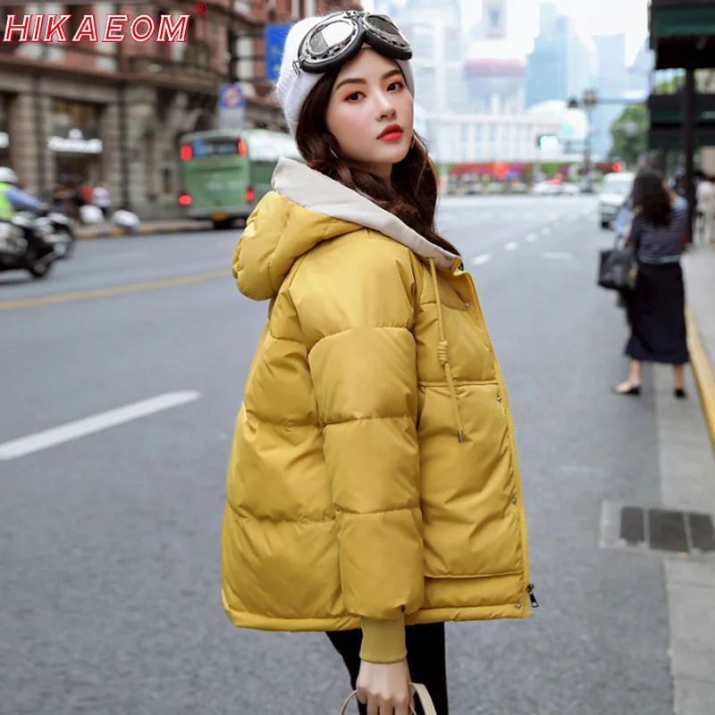 

Hoody Thick Fashion Short Parka Jackets Winter Autumn Woman Warm Female 2019 New Women Solid Cotton Pockets Padded Coat