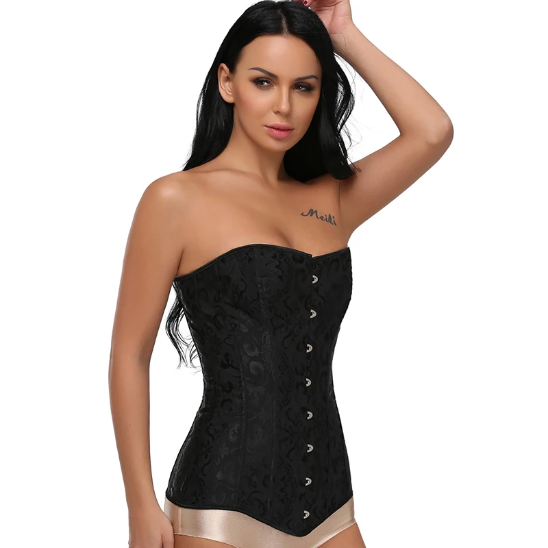 Bustiers & Corsets Boned Overbust Corset Lace Up Waist Trainer Bustier Top Long Torso Hourglass Bodyshaper Steampunk Corselet