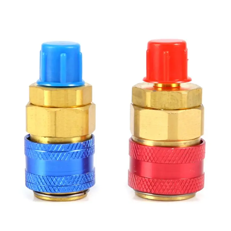 

1 Pair Freon R134A H/L Auto Car Quick Coupler Connector Brass Adapters Air Conditioning Refrigerant Adjustable AC Manifold Gauge