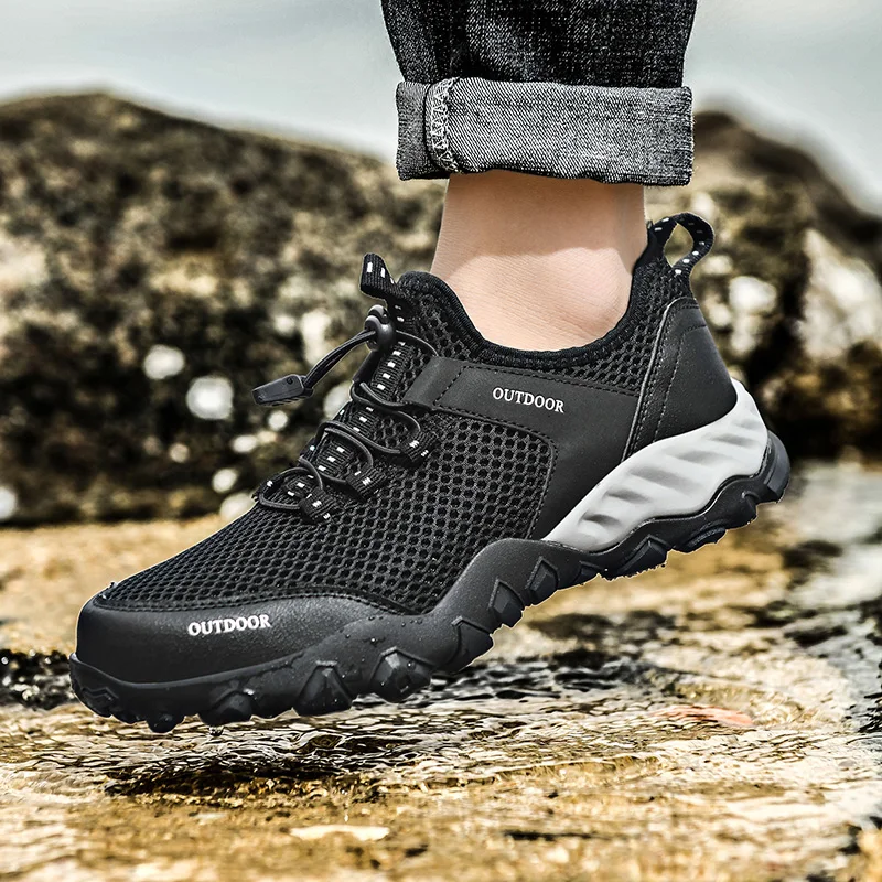 Non-Slip Hiking Shoes For Men Breathable Tactical Climbing Trekking Shoes Outdoor Sneakers Walking Shoes Plus Size 48 Zapatillas