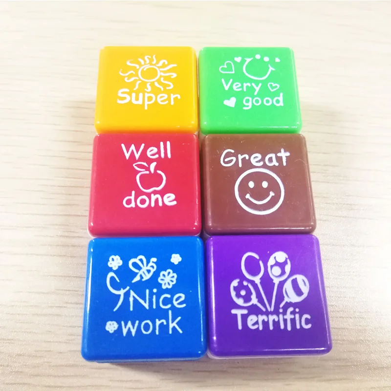 

Magixun 6pcs Cute Cartoon Water Self-Inking Seals English Teachers Encourage Stamp Seal Praise Reward Kid Encouragement Seal