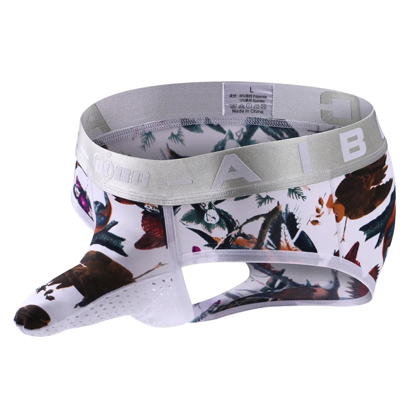 Трусы-стринги мужские сетчатые с низкой посадкой и мешочком для пениса |