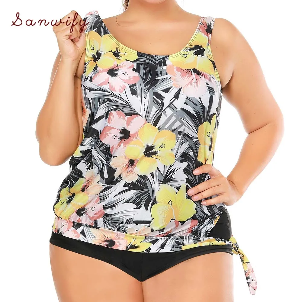 

Tankini Swimsuit 2020 With Shorts Two Piece Swimwear Plus Size Swimming Suit For Women Beachwear Bathing Suit