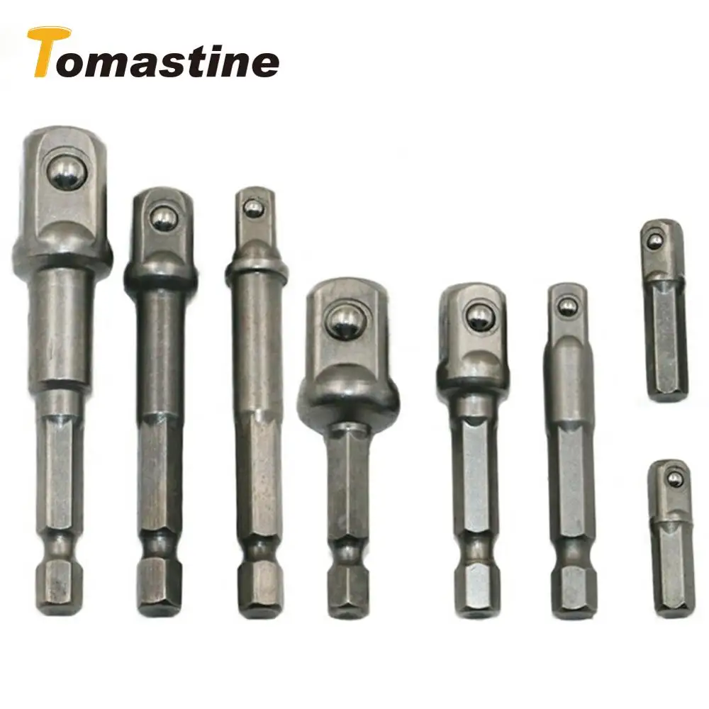 8Pcs/Set Hex Wrench Sleeve Extension Bar Drive Power Drill Bit 1/4&quot 3/8&quot 1/2&quot Socket Driver Adapter Set Chrome Vanadium Steel |