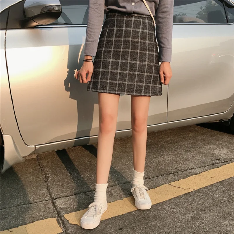 

Autumn Plaid Female College Harajuku Skirt Ins Women High Waist Casual Winter Ulzzang Sweet Chic Large Size A-Line Short Skirts