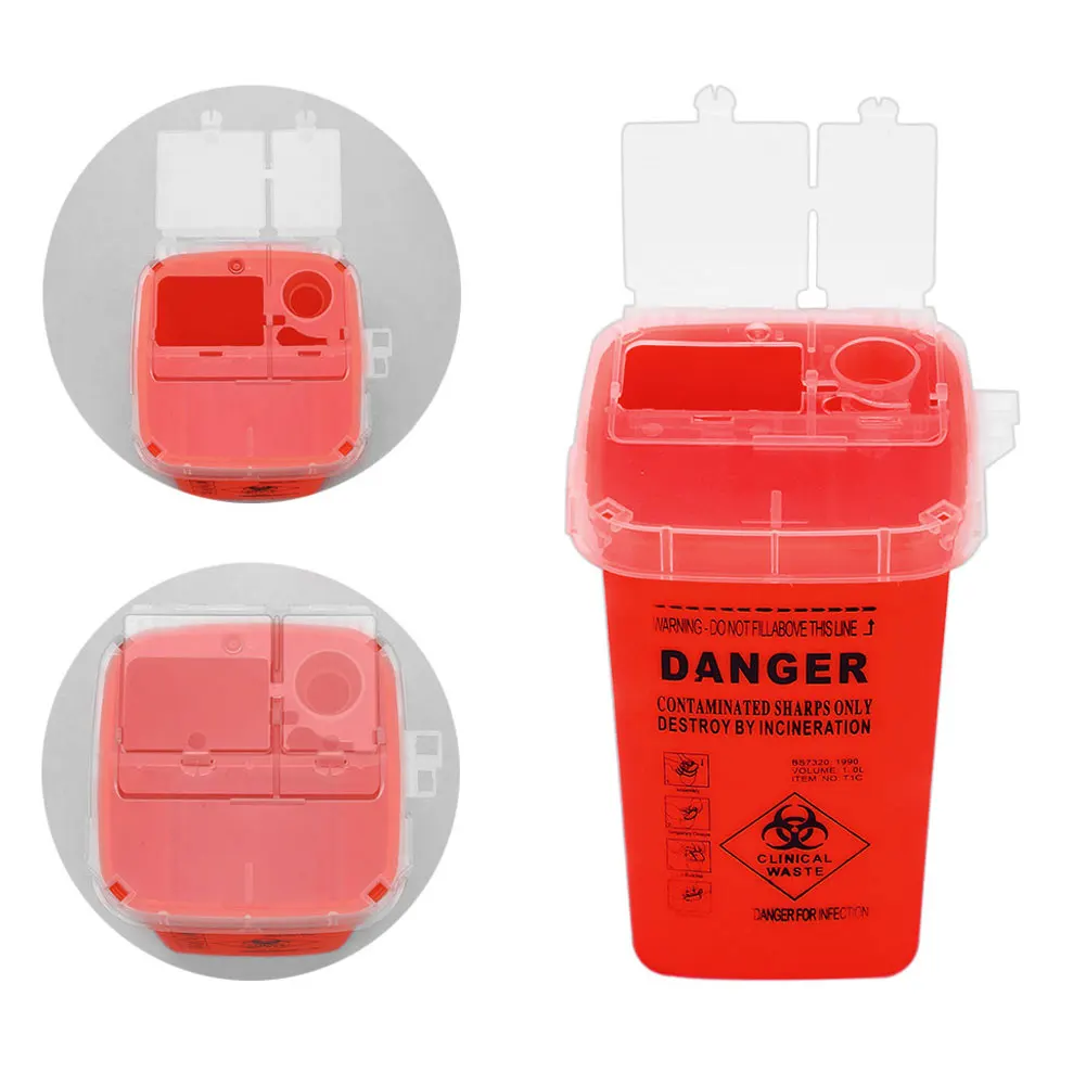 

1L Capacity Tattoo Artist Waste Box Tattoo Piercing Needles Disposal Sharps Container Box Needles Bin Biohazard Collect Wast