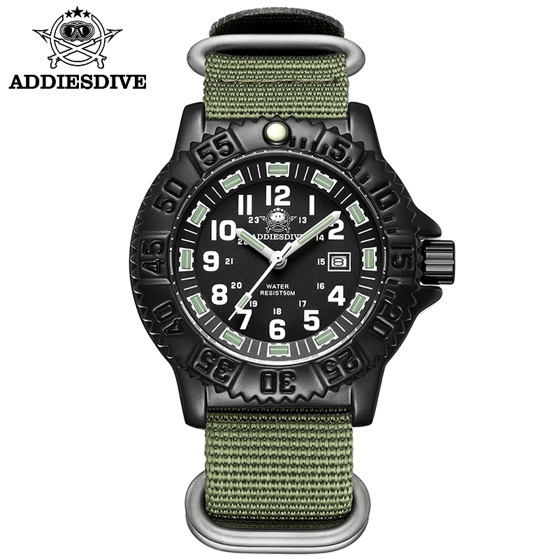 

Addies dive Military Watches Men Fahsion Casual Sports NATO nylon watch Men's watch Diving Outdoor stainless steel men's watch