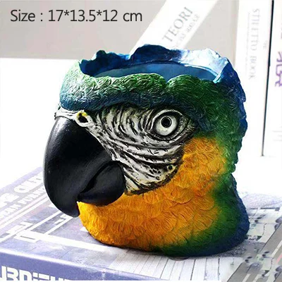 Parrot Strongwell скандинавские Животные лицо цветочный горшок Ретро контейнер сад голова животного фигурка горшок Настольный украшения для дома подарок - Цвет: Parrot
