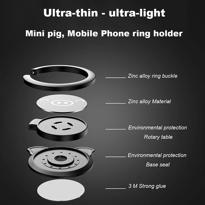 Вращающийся держатель в виде кольца на палец подставка мультяшной свиньи для iPhone