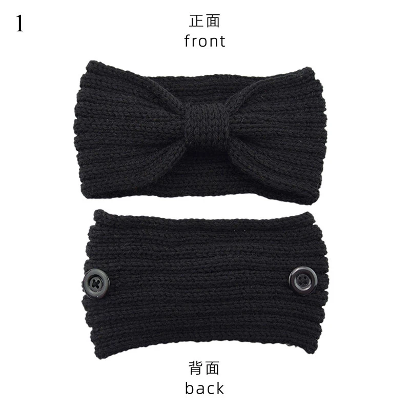 Вязаные повязки на голову с бантом эластичная повязка пуговицами шерстяная для