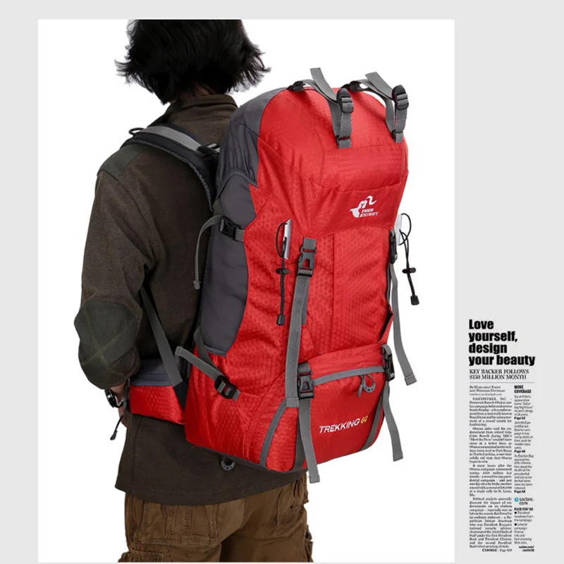 Рюкзак мужской женский большой водонепроницаемый с чехлом от дождя 60 л