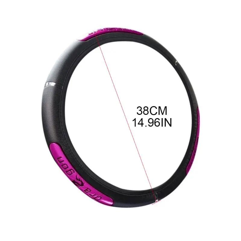 

Car Steering Wheel Covers 15 inch PU Reflective Faux Leather Elastic China Dragon Design Anti-slip Protector Accessories